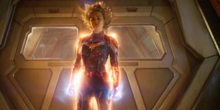 Brie Larson using powers in Captain marvel suit