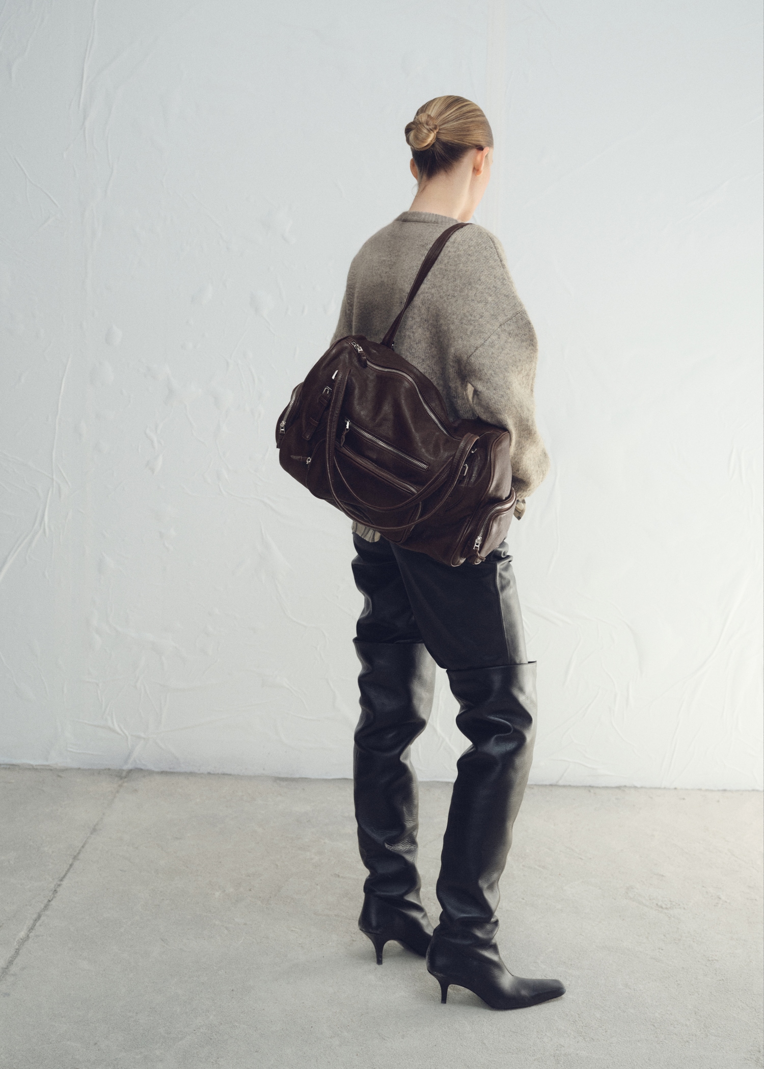 Large Leather Bowling Bag - Women | Mango Usa