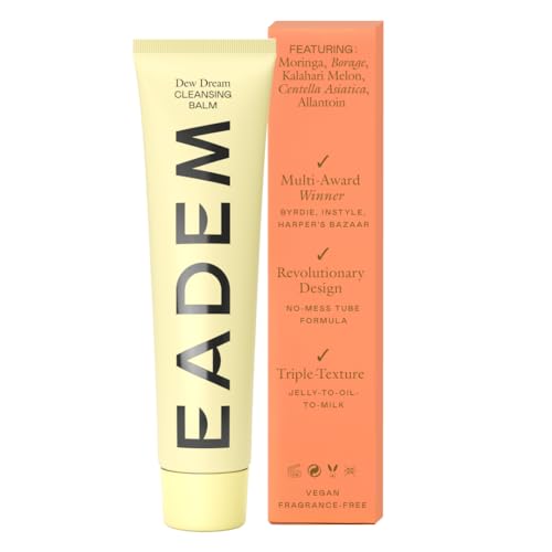 Eadem Dew Dream Hydrating Cleansing Balm & Makeup Remover With Moringa & Tiger Grass, Facial Cleanser & Skincare Moisturizer, Hydrating Skin Care Make Up Remover Balm, 3.4 Oz