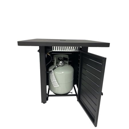 28-Inch Square Propane Fire Pit Table With Convertible Metal Lid