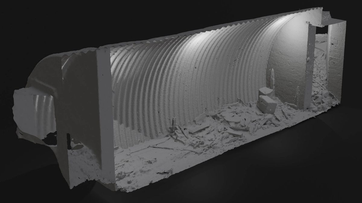 A 3D scan of the bunker reveals the close quarters where 7 men would have lived.