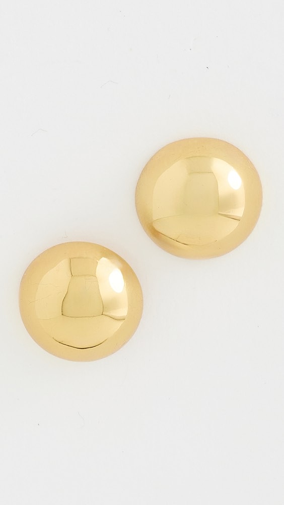 Polished Domed Button Earrings - Gold