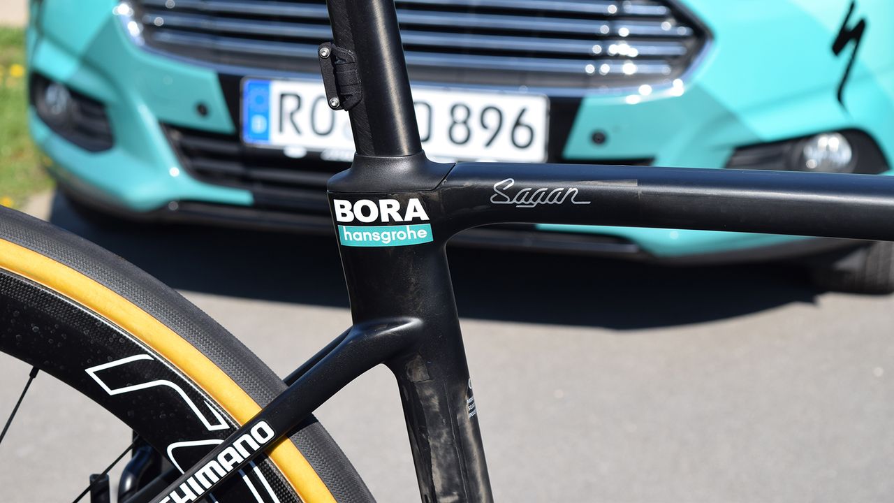 Sagan's name also sits on the top tube while the seat tube features the new truncated area to achieve rear compliance