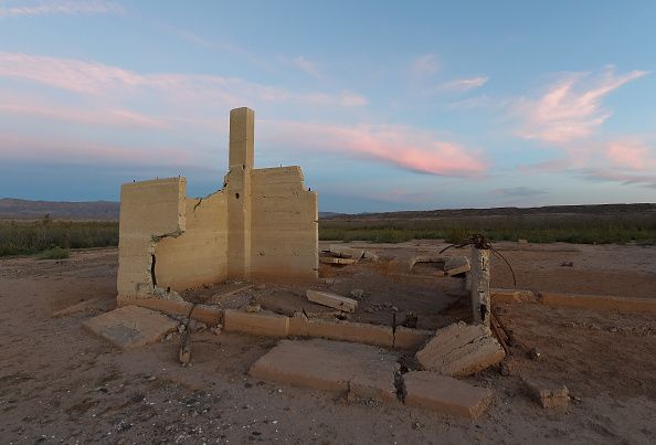 Pieces of an old building in St. Thomas, Nevada.