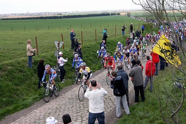 Some riders opted for the side of the road, while others didn't mind the cobbles.