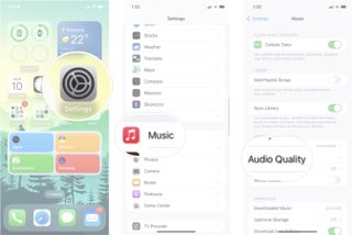 how to adjust audio quality in iOS 15: Launch settings, tap music, and then tap audio quality.