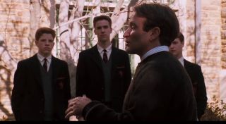 Robin Williams lectures a group of students in 'Dead Poets Society'