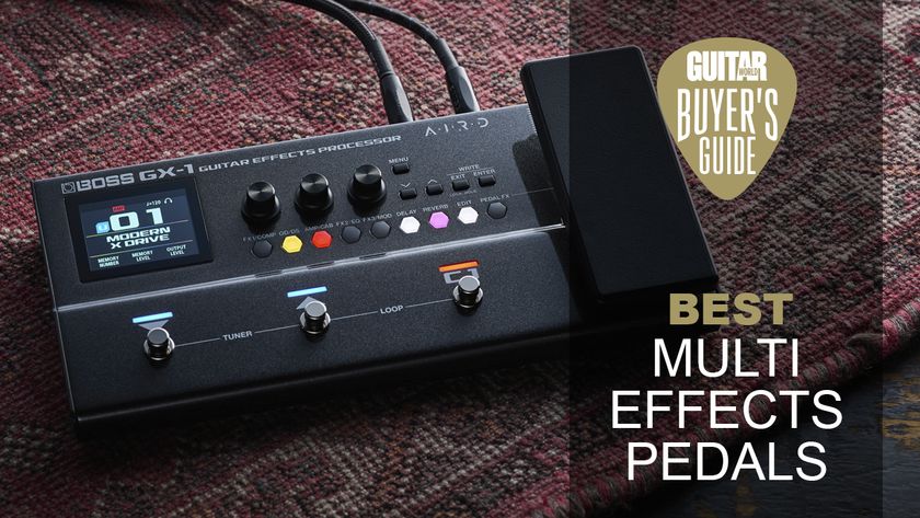 A Boss GX-1 multi-effects pedal on a rug