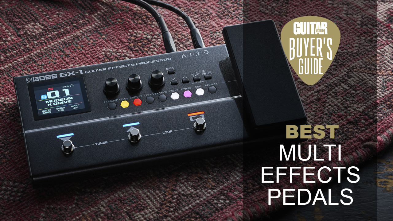 A Boss GX-1 multi-effects pedal on a rug
