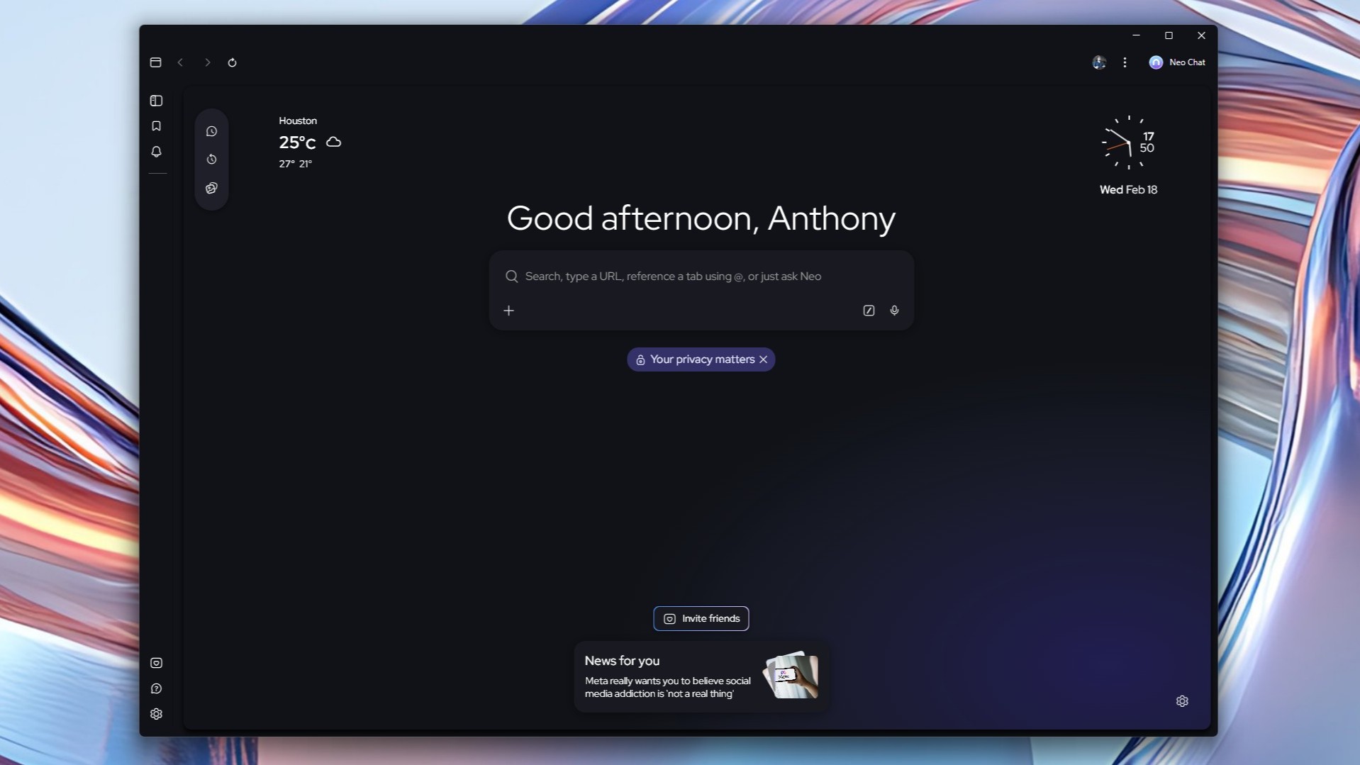A screenshot showing Norton Neo's Magic Page home screen