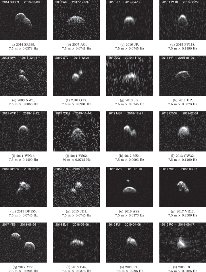 A handful of the newly-imaged asteroids, including the rare 