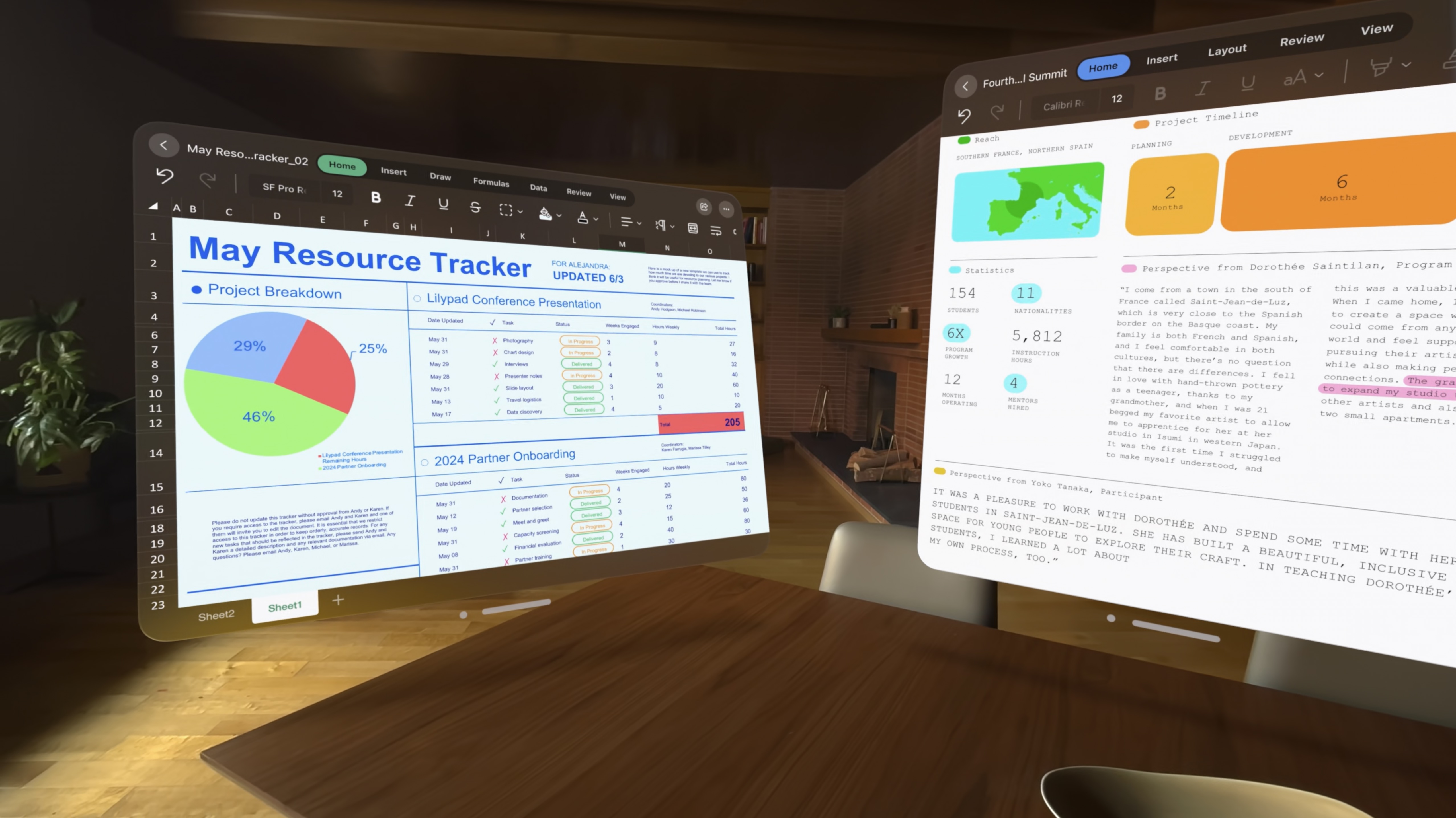 A view of how the Visual Pro can display spreadsheets and reports.