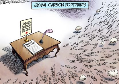 Editorial cartoon World Environment Carbon Footprints Pledge