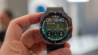 A detailed informational watch face on the Samsung Galaxy Watch Ultra