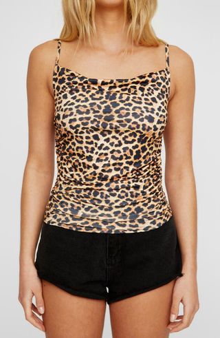 Leopard Print Ruched Camisole