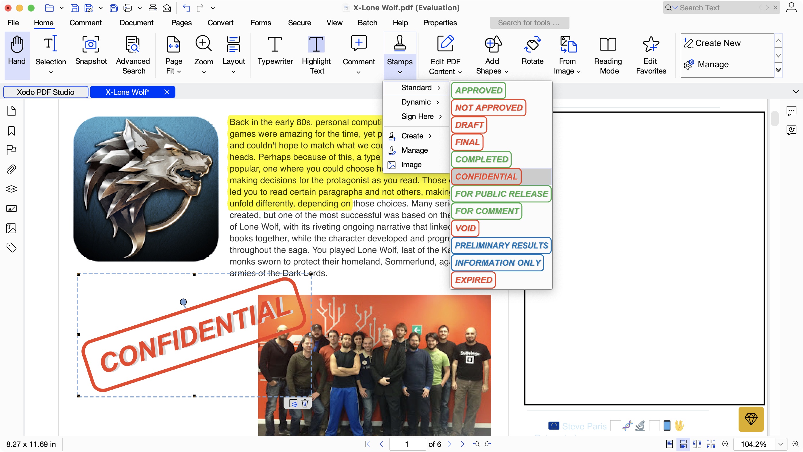 Editor de PDF de escritorio Xodo durante nuestra revisión