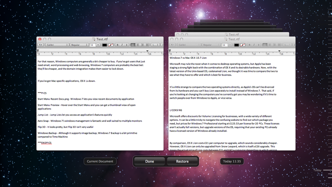 With Auto Save and Versions-enabled apps, Lion protects your files with ease.