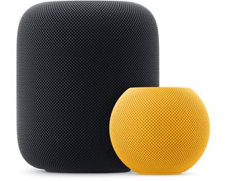 Apple HomePod vs HomePod Mini in yellow