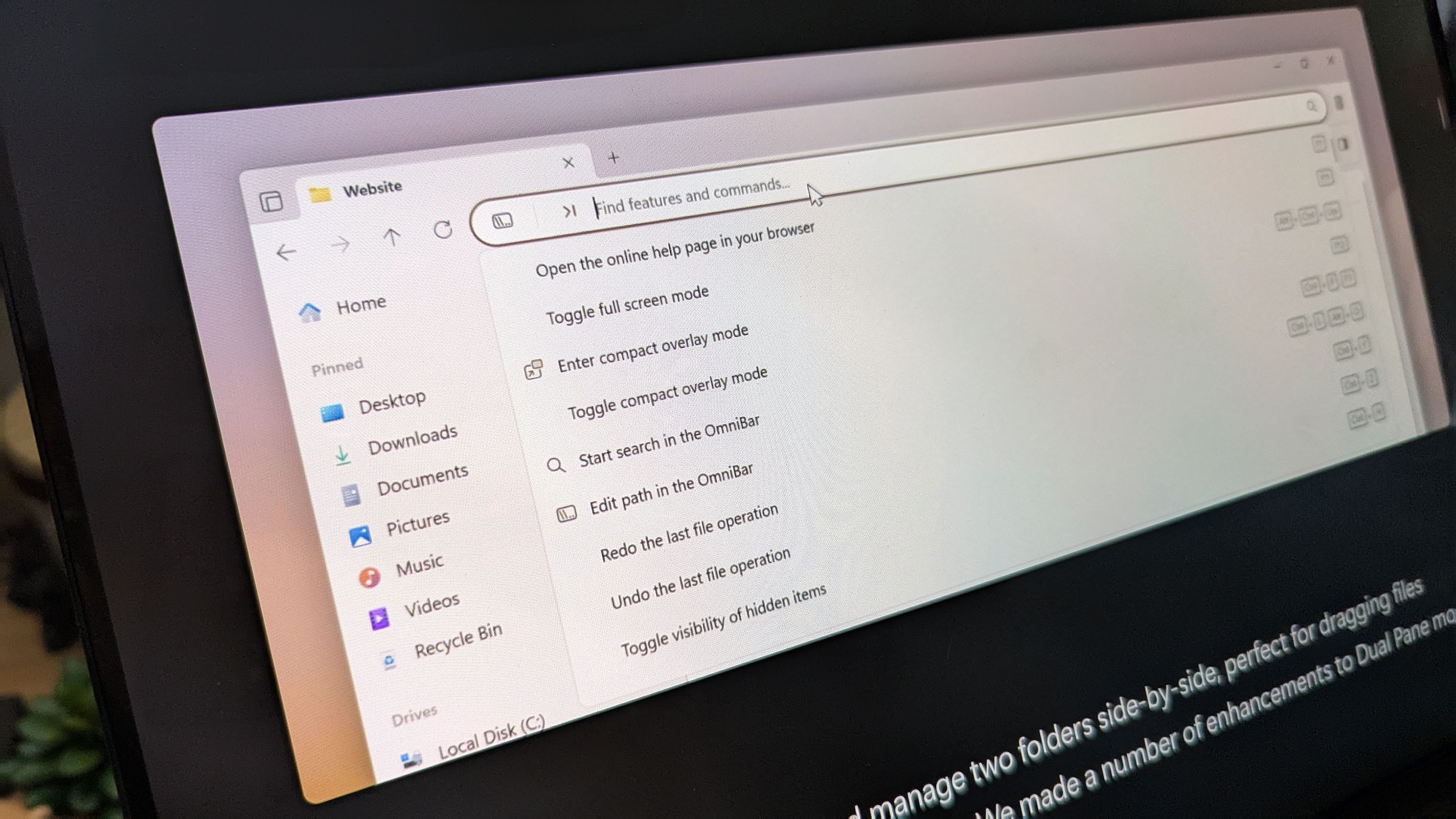 Files 4.0 app promotional images on an ASUS Zenbook laptop screen.