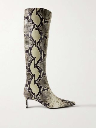 Ona Snake-Print Leather Knee Boots