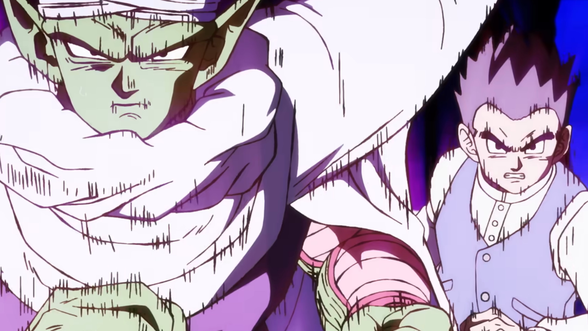 Piccolo and Gohan looking anxiously during the trailer for Dragon Ball Super: Beerus