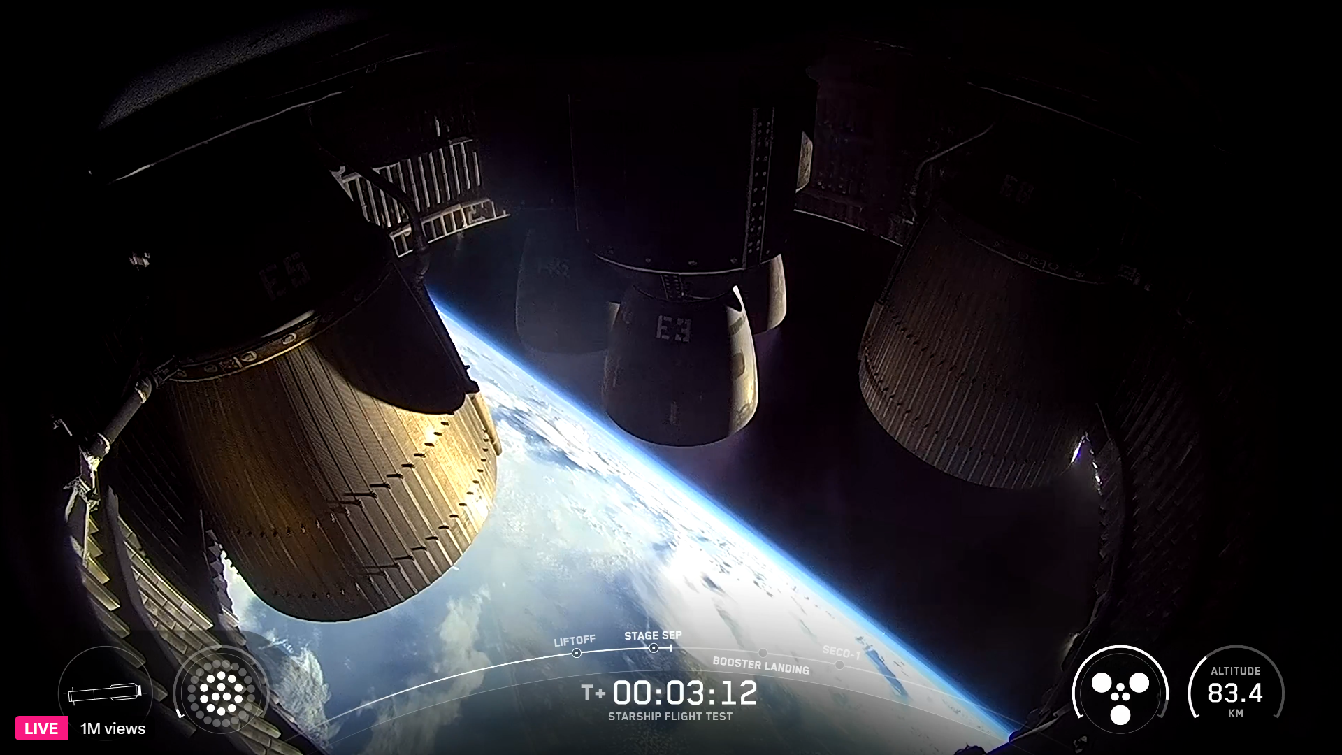 SpaceX Starship Flight 9 upper stage after separation with Earth below