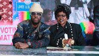 LONDON, ENGLAND - AUGUST 05: Wyclef Jean and Lauryn Hill attend the 'Diaspora Calling' merch pop-up & signing event in celebration of the Fugees 30th Anniversary at 180 Studios on August 5, 2026 in London, England. (Photo by Grant Buchanan/Dave Benett/Getty Images)