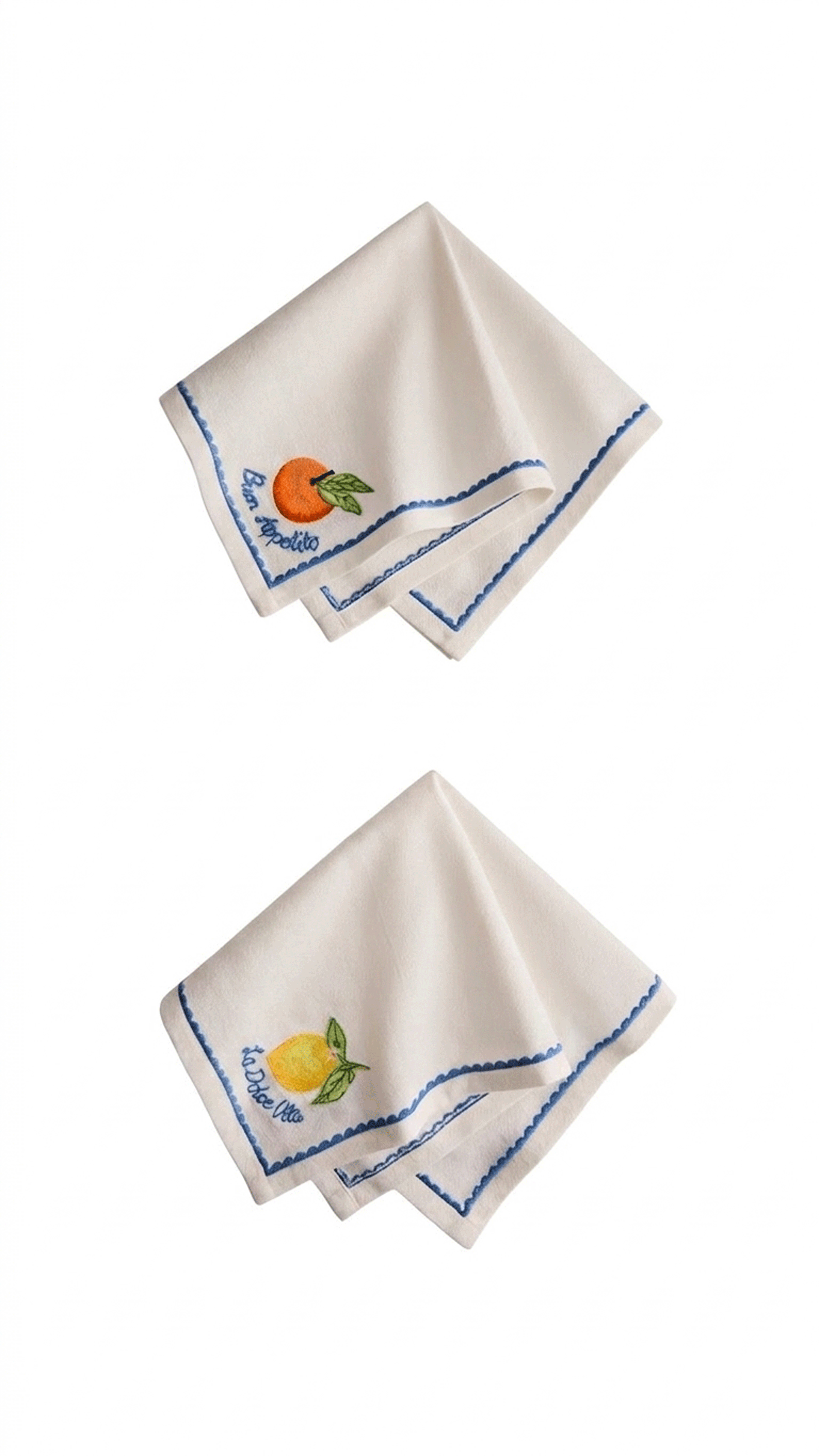 2pk Embroidered Fruit Cloth Napkins in Blue