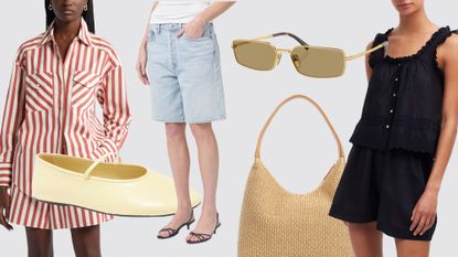 Raffia Bag, Sunglasses, Flats, Striped Set