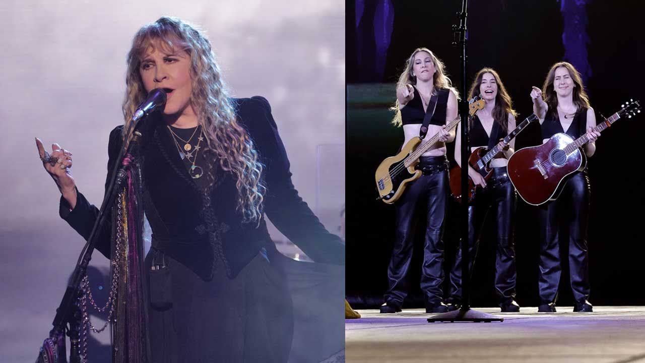 Stevie Nicks and Haim onstage (composite image)