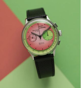 green and pink watermelon-inspired watch