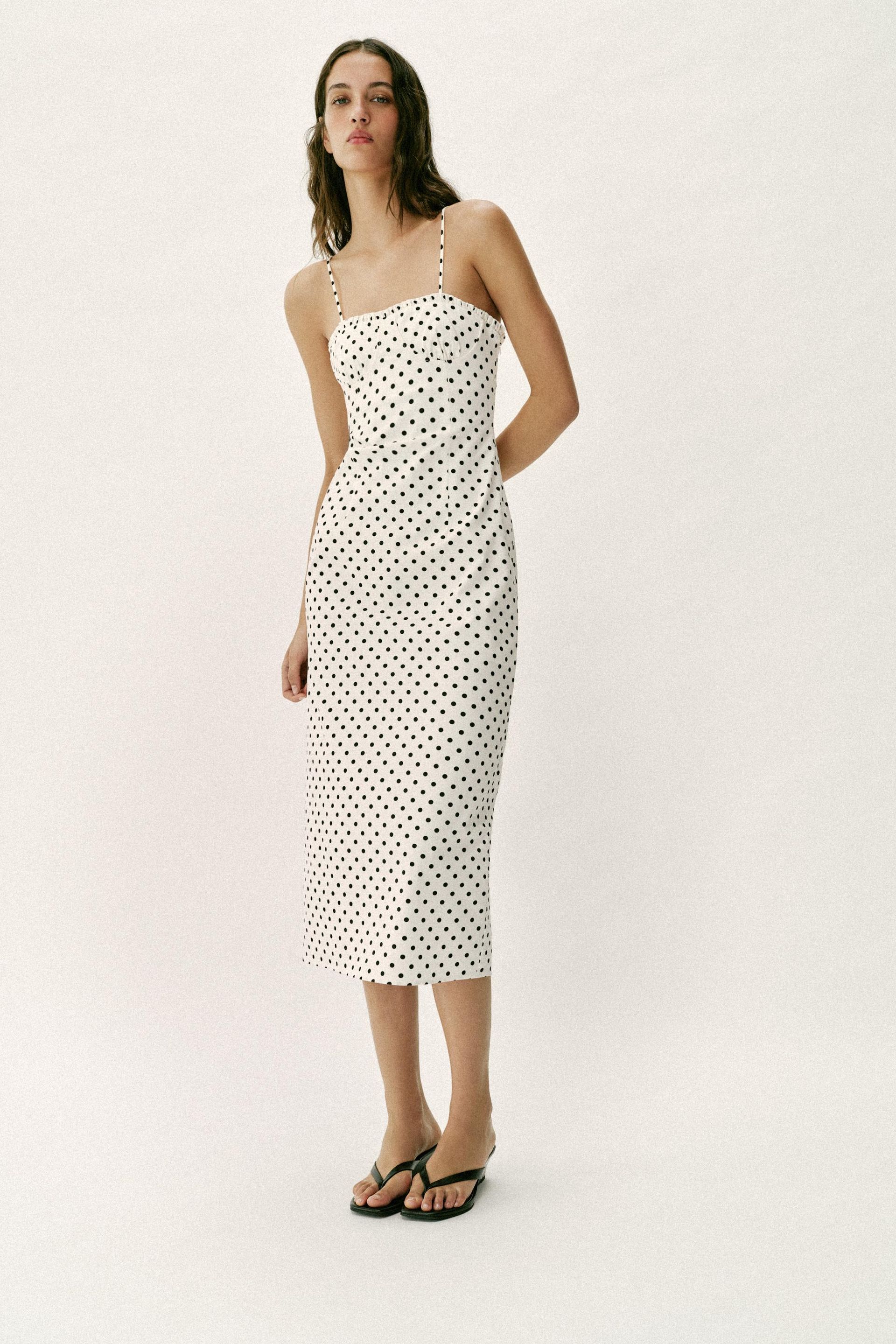 Corsetry-Inspired Midi Dress With Dots