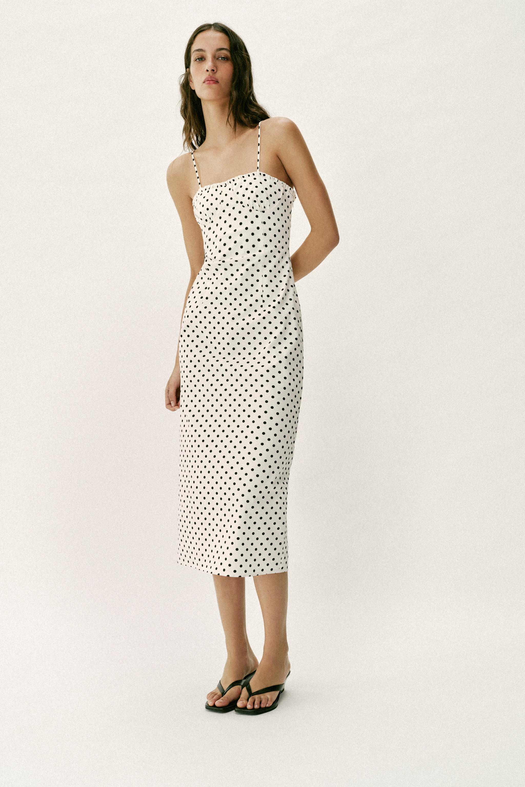 Corsetry-Inspired Midi Dress With Dots