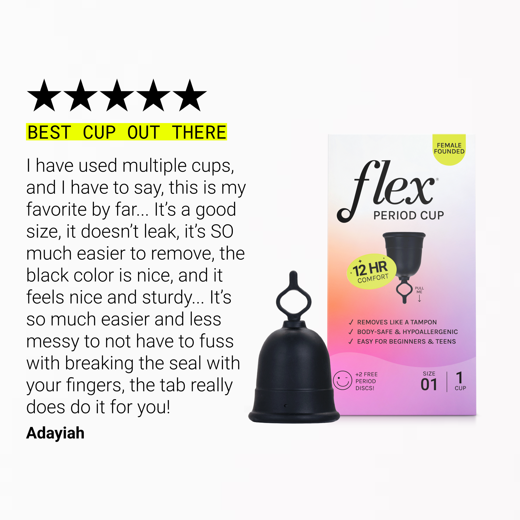 Flex Cup: Menstrual Cup With Patented Pull-Tab | Flex&reg;