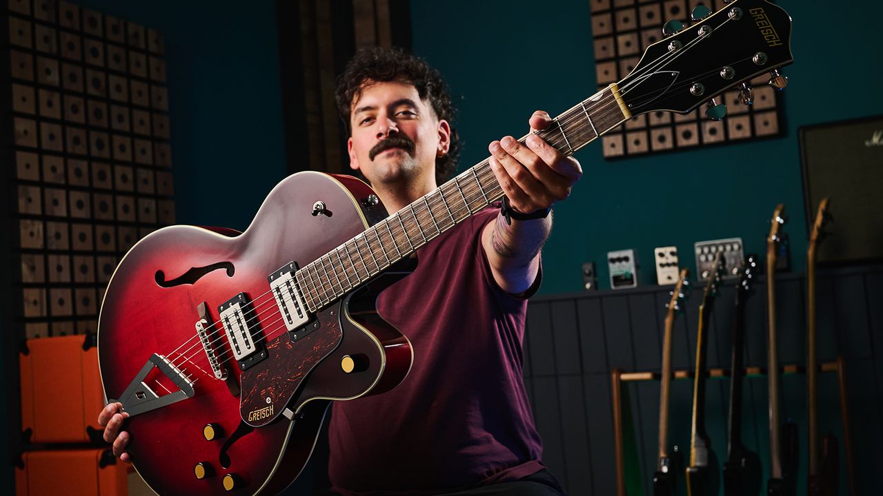 Matt holding the Gretsch Streamliner
