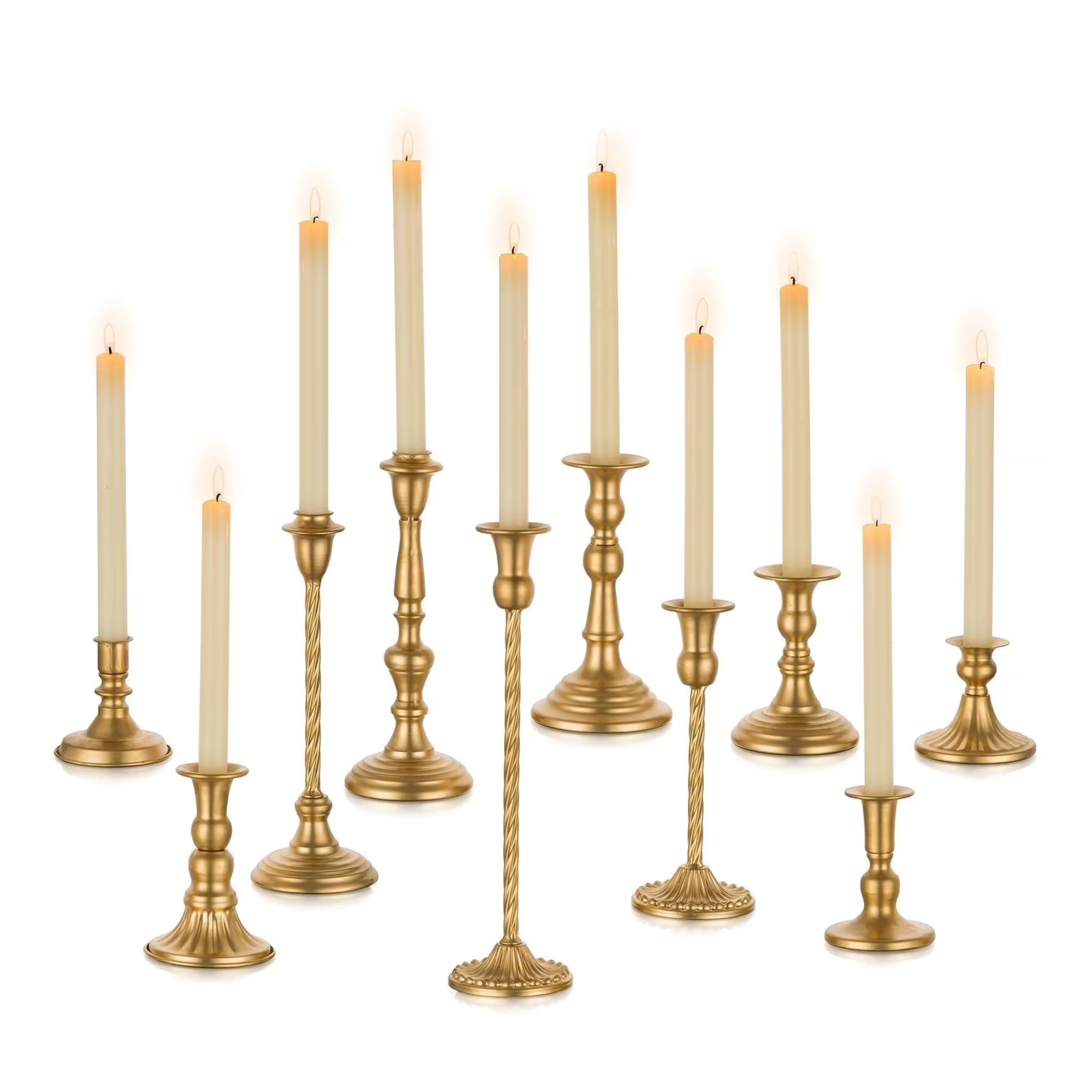 an assortment of candle holders