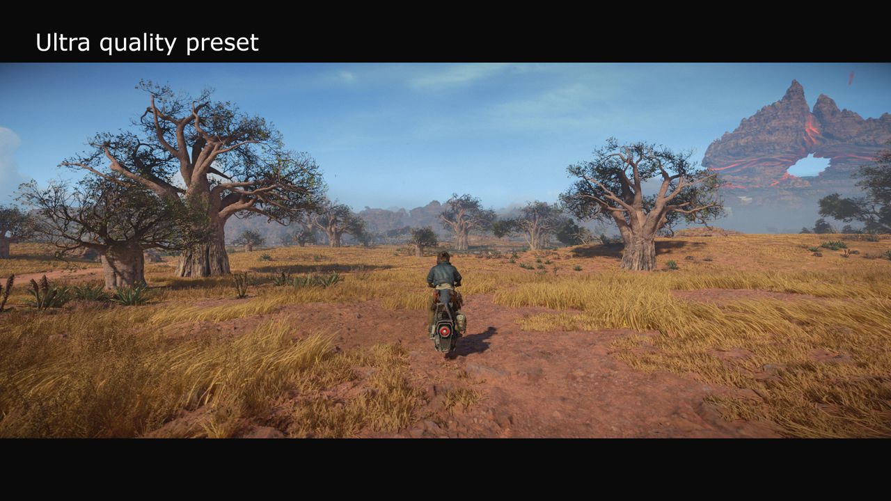 A screenshot from Ubisoft's Star Wars Outlaws, showing the impact of the quality setting on the graphics