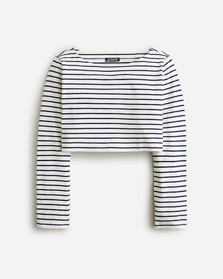 Limited-Edition Ultracropped Boatneck T-Shirt in Mariner Cotton
