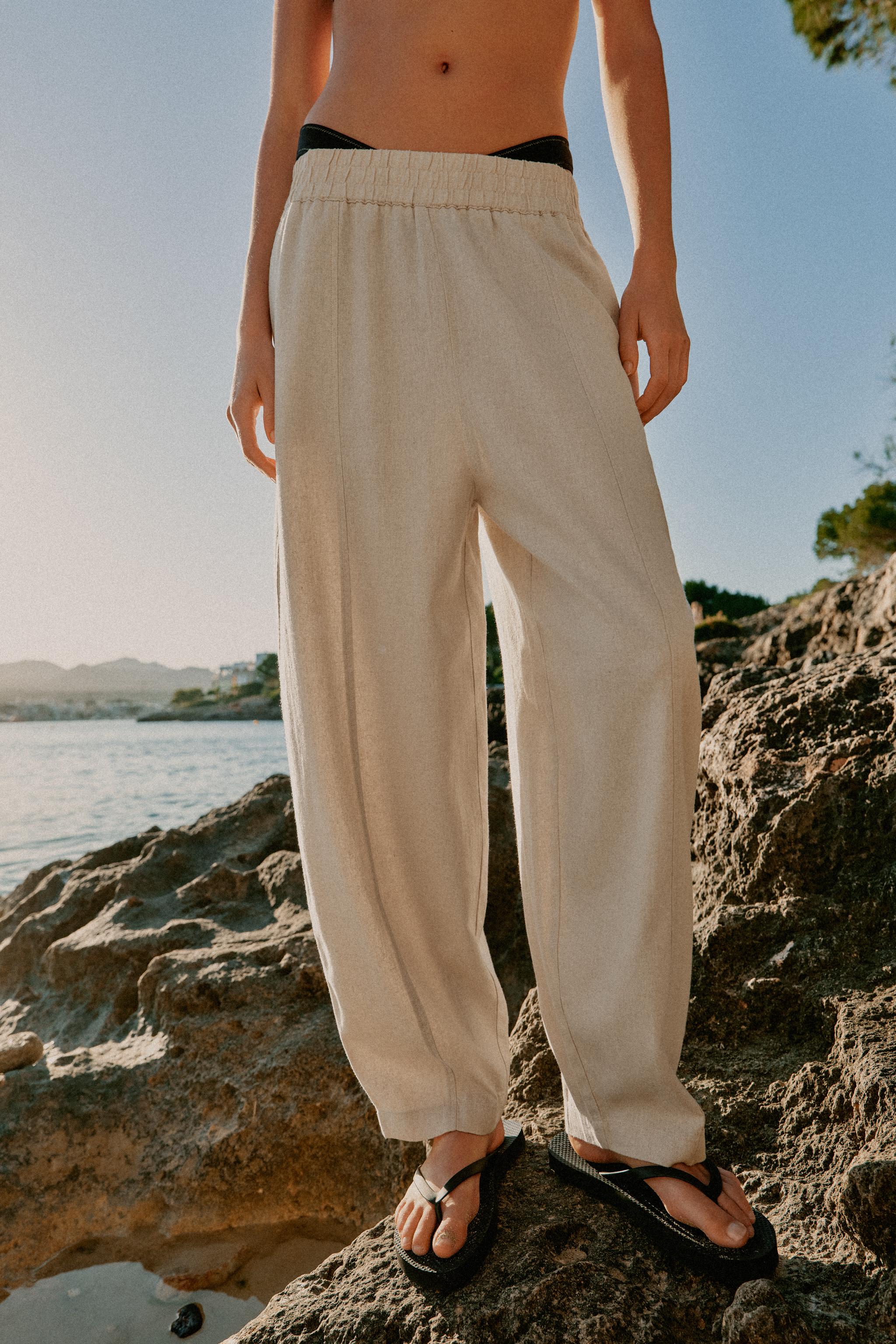Barrel Linen Blend Trousers