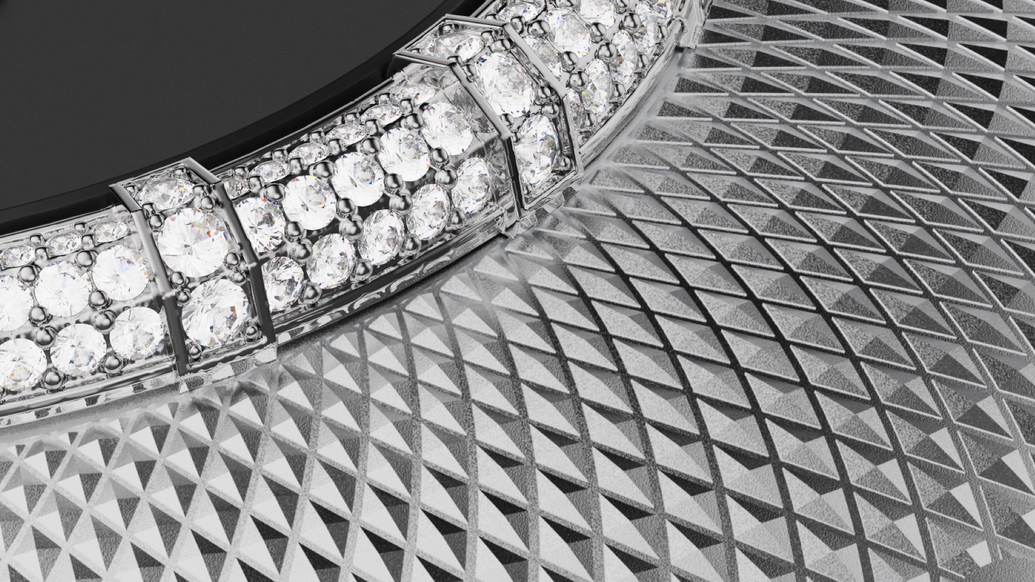 Close-up of Loewe headphones in Ice Diamond with white gold and diamonds