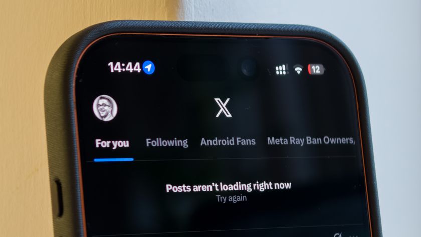 An iPhone 17 Pro with the X social media app open, showing the error message &quot;Posts aren&#039;t loading right now,&quot; at 9:44 am Eastern Time on November 18. This was caused by the Cloudflare outage that began at 6:00 am Eastern Time on November 18.