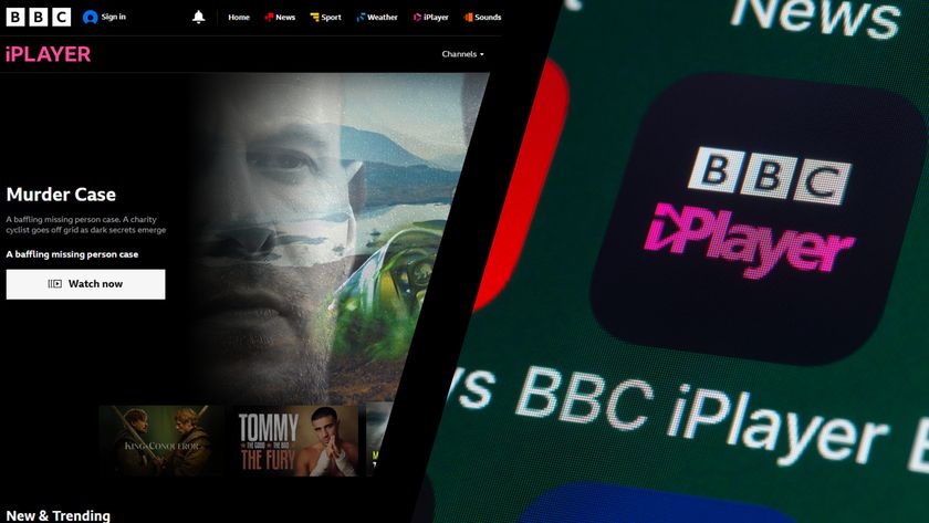 Combined screenshots of the BBC iPlayer homepage and app icon