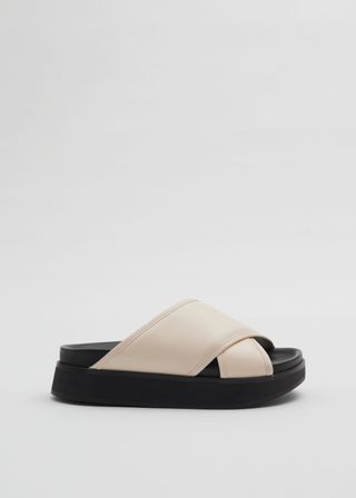 Leather Platform Slides