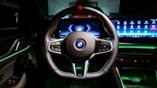 2025 BMW i4 M50 Gran Coupe steering wheel.