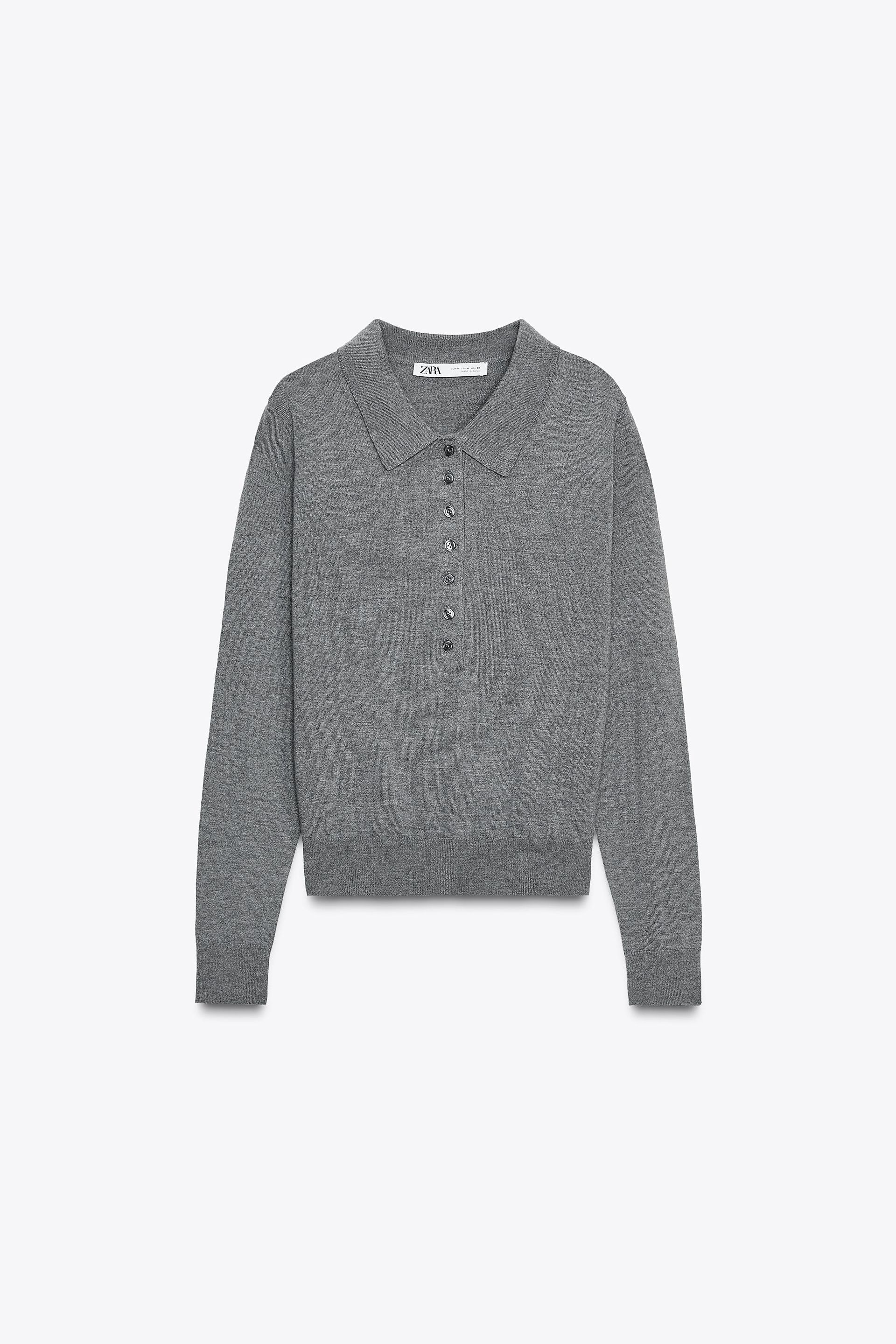 Plain Knit Polo Sweater