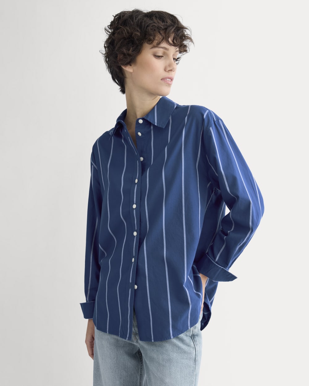 Everyday Shirt in Silky Cotton | Estate Blue/open Air/white - Xxs