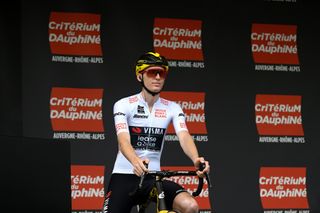 Matteo Jorgenson at sign on for the final stage of the 2024 Criterium du Dauphine