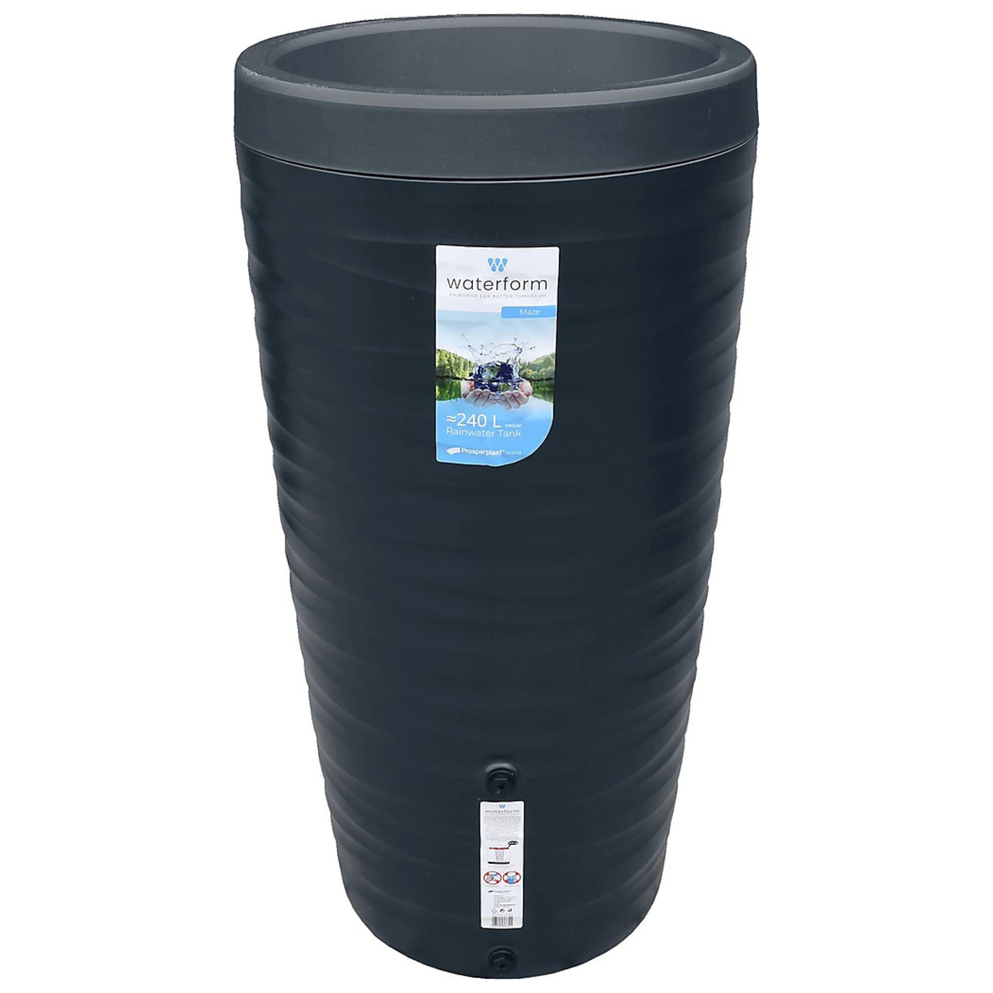 Rainwater Tank Water Butt Collection Storage Harvesting 240l + Connection Kit - Anthracite