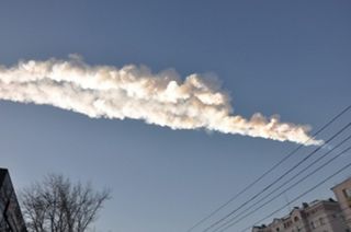 Meteor trail occurs over eastern Russia on Feb. 15, 2013.