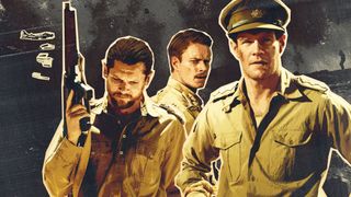 (L-R) Paddy Mayne (JACK O'CONNELL), Jock Lewes (ALFIE ALLEN), David Stirling (CONNOR SWINDELLS) in the SAS Rogue Heroes key art